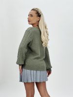 Pulover cardigan cu model torsade și lurex - imagine 17