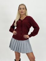 Pulover cardigan cu model torsade și lurex - imagine 18