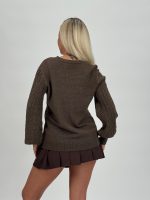 Pulover cardigan cu model torsade și lurex - imagine 10