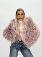 Jachetă din blană cu glugă