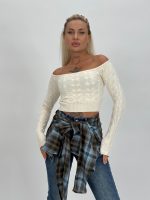 Pulover scurt cu model torsade - imagine 2