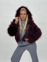 Jachetă din blană cu glugă - imagine 3