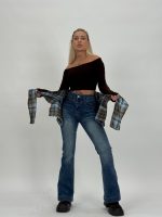 Jeans | Blug evazat cu eșarfă - imagine 3