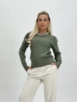 Pulover din tricot cu model torsade și perle - imagine 12