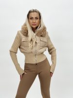 Jachetă din tricot cu fâș și blană - imagine 4