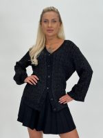 Pulover cardigan cu model torsade și lurex - imagine 24
