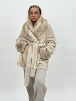 Jachetă din blană cu cordon în talie - imagine 5