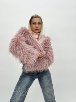 Jachetă din blană cu glugă - imagine 6