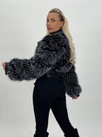 Jachetă din ecopiele și blană cu catarame - imagine 8