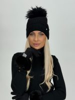 Căciulă cu ștrasuri și ciucure din blană naturală