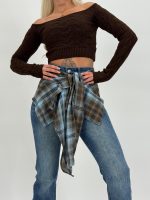 Jeans | Blug evazat cu eșarfă - imagine 2