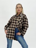 Cămașă în carouri cu guler accesorizat