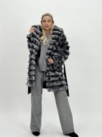 Jachetă oversized gri din blană - imagine 6