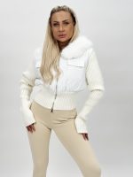 Jachetă din tricot cu fâș și blană