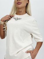 Pulover din tricot cu mânecă scurtă accesorizat - imagine 4