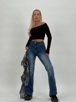 Jeans | Blug evazat cu eșarfă - imagine 4