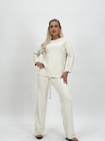 Set din tricot pulover și pantalon cu lurex