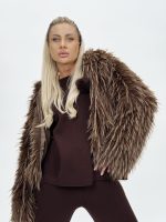 Jachetă din blană cu glugă - imagine 14