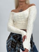 Pulover scurt cu model torsade - imagine 3