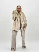 Jachetă din blană cu cordon în talie - imagine 8