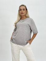 Pulover din tricot cu mânecă scurtă accesorizat - imagine 6