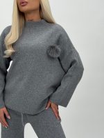 Set din tricot pulover și pantalon cu broșă - imagine 25