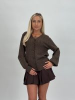Pulover cardigan cu model torsade și lurex - imagine 6