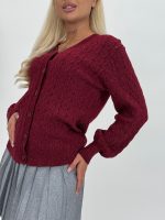 Pulover cardigan cu model torsade și lurex - imagine 21
