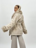 Jachetă din blană cu cordon în talie - imagine 7