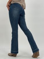 Jeans | Blug evazat plușat bleumarin - imagine 4