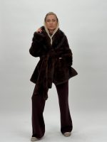 Jachetă din blană cu cordon în talie - imagine 4