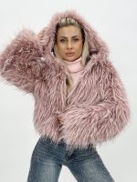 Jachetă din blană cu glugă - imagine 8