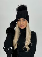 Căciulă cu ștrasuri și ciucure din blană naturală - imagine 2