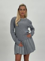 Pulover din tricot cu model torsade și perle - imagine 17