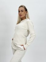 Pulover din tricot cu model torsade și perle - imagine 3