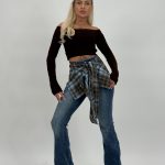 Jeans | Blug evazat cu eșarfă