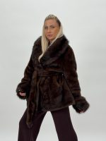 Jachetă din blană cu cordon în talie - imagine 3