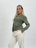 Pulover din tricot cu model torsade și perle - imagine 13