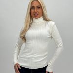 Pulover helancă din jerse rigat