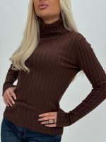 Pulover helancă din jerse rigat - imagine 11