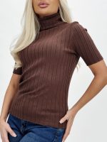 Pulover helancă din jerse rigat - imagine 11