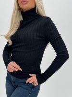 Pulover helancă din jerse rigat - imagine 20