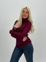 Pulover helancă din jerse rigat - imagine 16