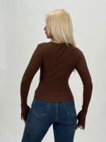 Pulover din jerse rigat cu dantelă - imagine 11