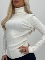 Pulover helancă din jerse rigat - imagine 2