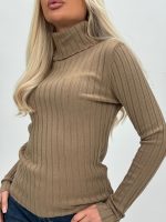 Pulover helancă din jerse rigat - imagine 8