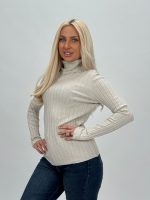 Pulover helancă din jerse rigat - imagine 4