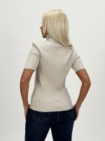 Pulover helancă din jerse rigat - imagine 8