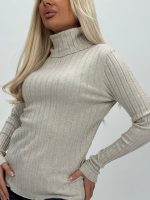 Pulover helancă din jerse rigat - imagine 5