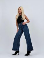Jeans | Blug wide leg cu ștrasuri frontale - imagine 2